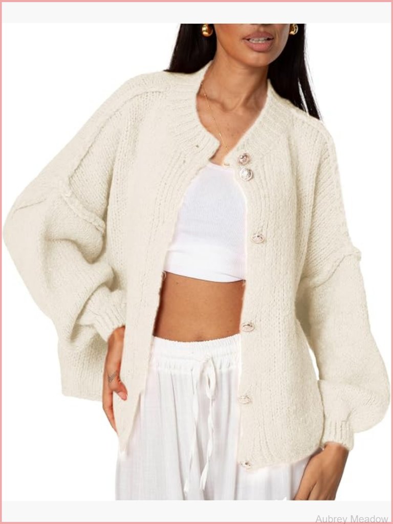 Oversized Cardigan Sweater Casual Lightweight Knit Button Up Fall Outwear